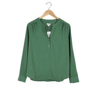 J. Crew Factory Popover Placket Blouse Green Size Small NWT